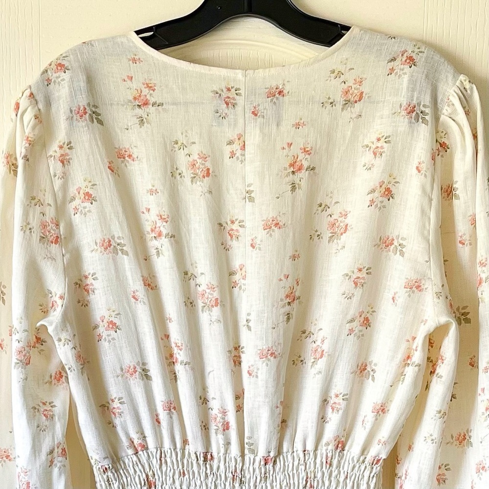 Reformation Chantal Dress Floral Linen Geraldine White Maxi Size XL NWT - Picture 7 of 9